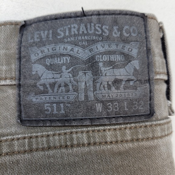 Levis 511 Jeans Mens 33x32 Brown Slim Straight Medium Wash Mid Rise Denim - Picture 5 of 11